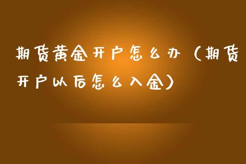 期货黄金开户怎么办（期货开户以后怎么入金）_https://www.kuaijiepai.net_期货资讯_第1张